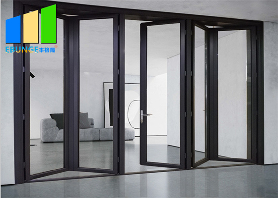 Aluminum Folding Door Double Tempered Glass Accordion Door For Veranda