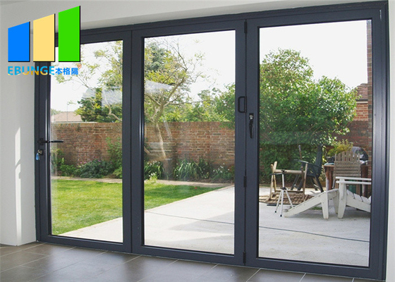 Aluminum Folding Door Double Tempered Glass Accordion Door For Veranda