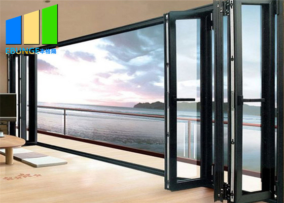 Aluminum Double Glass Soundproof Folding Door Exterior Accordion Door