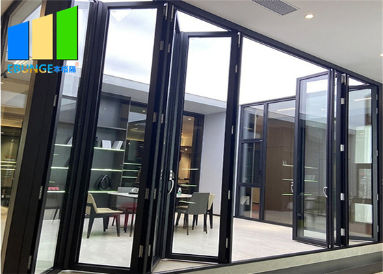 Aluminum Double Glass Soundproof Folding Door Exterior Accordion Door