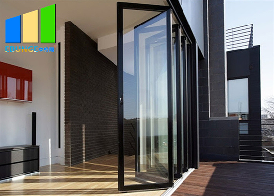Aluminum Bi Folding Accordion Door With Double Glass For Balcony