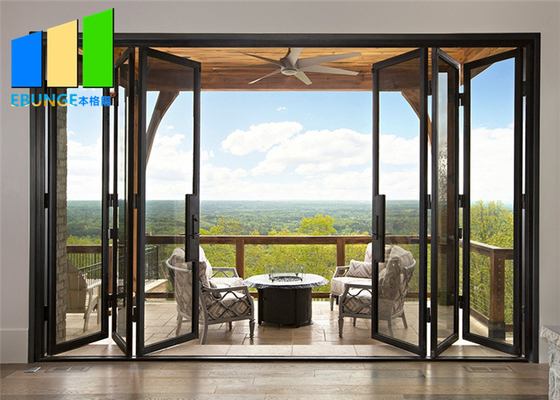 Outdoor Aluminium Bi Folding Glass Door Accordion Sliding Patio Folding Doors