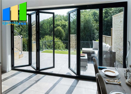 Soundproof Thermal Break Tempered Glass Aluminium Bi - Folding Doors Residentian In USA