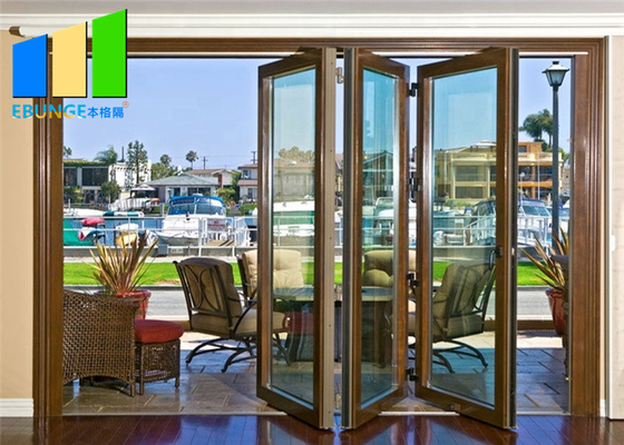Soundproof Thermal Break Tempered Glass Aluminium Bi - Folding Doors Residentian In USA