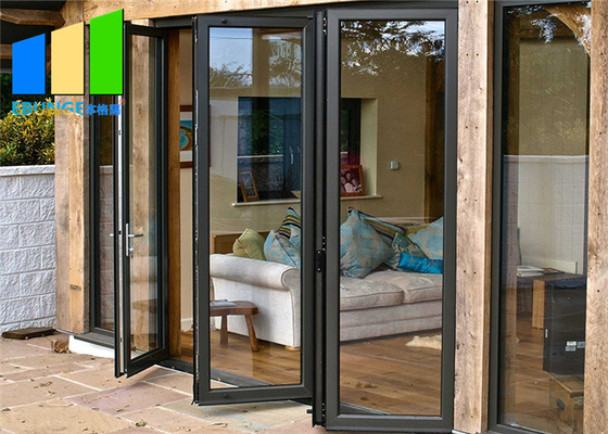 Soundproof Thermal Break Tempered Glass Aluminium Bi - Folding Doors Residentian In USA