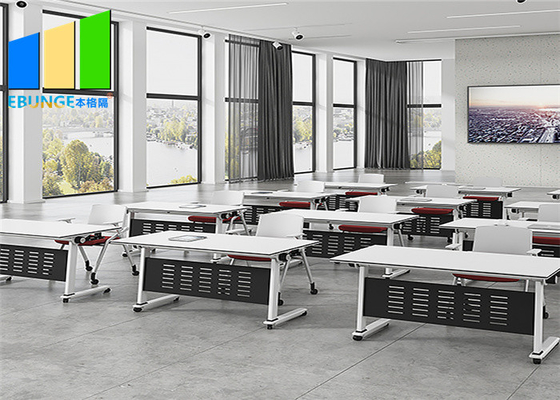 1600mm Mobile Foldable Office Desk School Training Room Table With Storage Layer