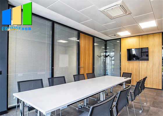Full View Office Division Aluminum Frame Glass Fixed Partition Wall For Meeting Room