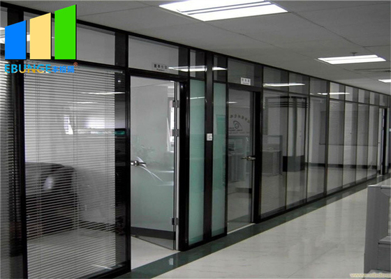 Double Tempered Glass Aluminum Frame Fixed Office Partition For Conference Center