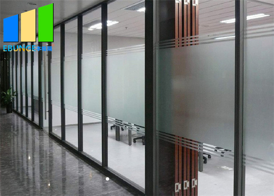 Interior Soundproof Office Aluminum Glass Partition Wall With Shutter