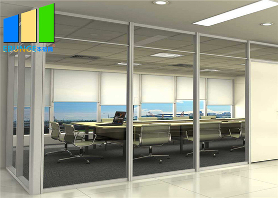 Interior Room Divider Aluminum Frame Single Glass Partition Wall For Office Meeting Room