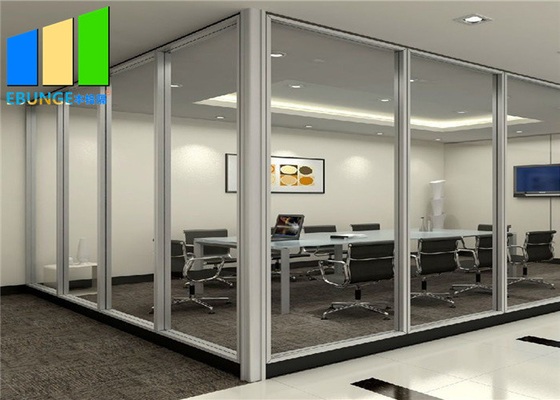Interior Room Divider Aluminum Frame Single Glass Partition Wall For Office Meeting Room
