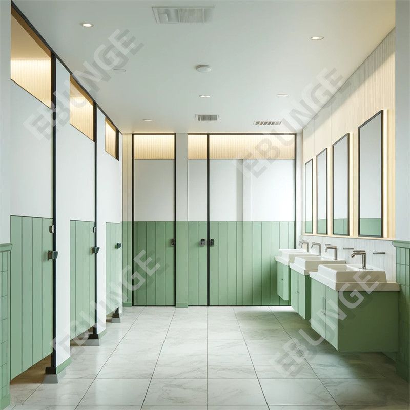 Scratch Resistant and Easy to Clean 1/2 Inch 1950mm Toilet Partition Wall with Hinged Door