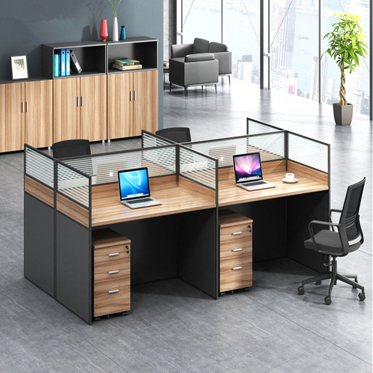 Fashion Wooden Cubicles Office Furniture Partitions / 4 Person Workstation Desk