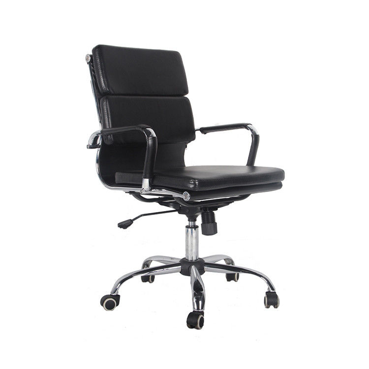 Middle Back Modern Manager Office Chairs Black Coating Sled Frame