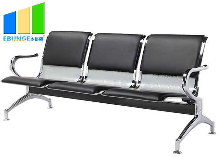 Commercial Steel Bench 3-Seater Airport Leather Waiting Chairs