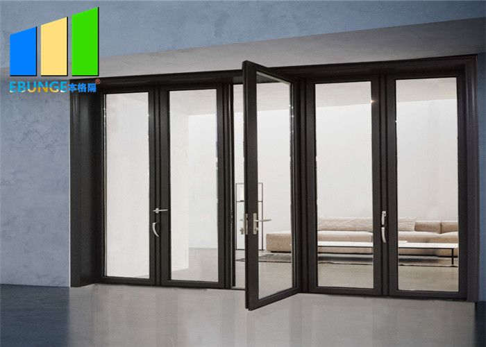 Aluminum Folding Door Double Tempered Glass Accordion Door For Veranda