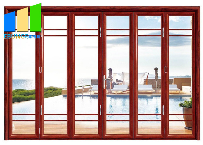Exterior Patio Red Folding Glass Stack Bifold Door With Aluminum Frame